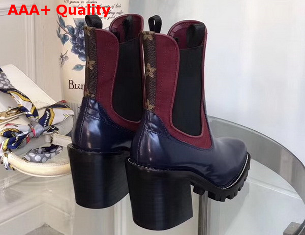 Louis Vuitton Limitless Ankle Boot Navy Blue Glazed Calf Leather with Elastic inserts on Both Sides Replica