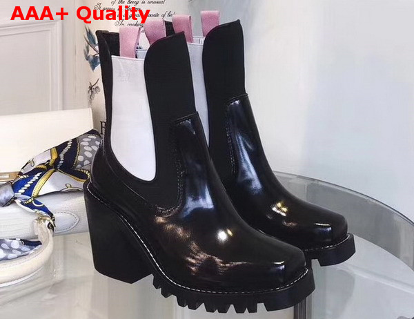 Louis Vuitton Limitless Ankle Boot Noir Blanc Glazed Calf Leather with Elastic inserts on Both Sides 1A3I88 Replica