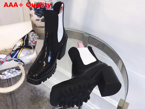 Louis Vuitton Limitless Ankle Boot Noir Blanc Glazed Calf Leather with Elastic inserts on Both Sides 1A3I88 Replica