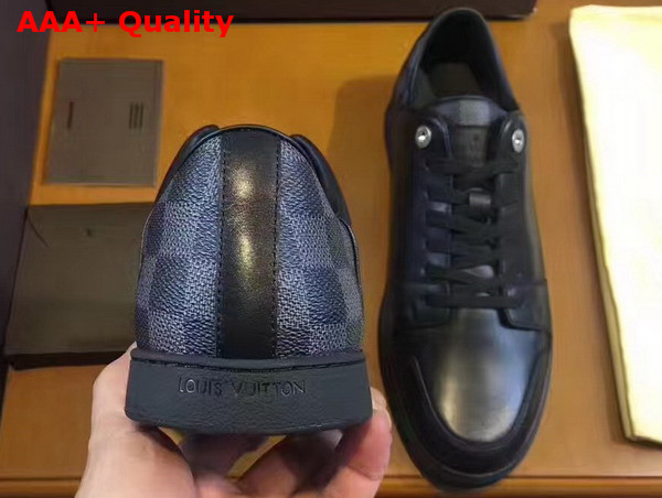 Louis Vuitton Line Up Sneaker Black Calf Leather and Damier Graphite Canvas Replica