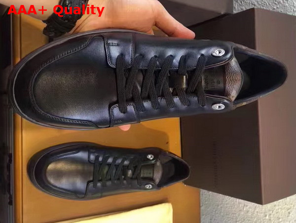 Louis Vuitton Line Up Sneaker in Black Calf Leather and Monogram Canvas Replica