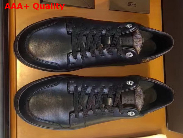 Louis Vuitton Line Up Sneaker in Black Calf Leather and Monogram Canvas Replica