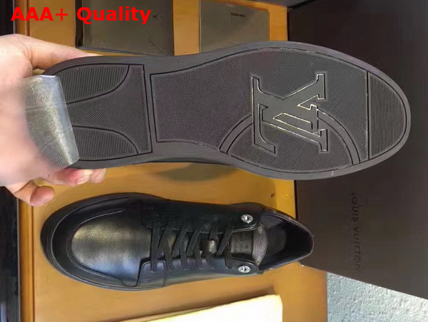 Louis Vuitton Line Up Sneaker in Black Calf Leather and Monogram Canvas Replica