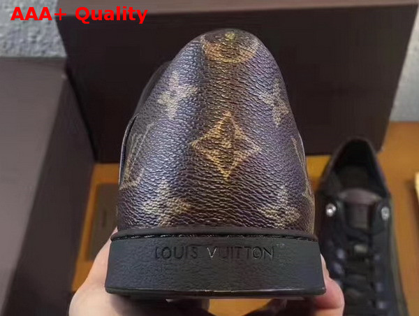 Louis Vuitton Line Up Sneaker in Black Calf Leather and Monogram Canvas Replica