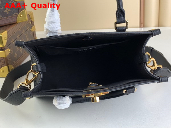 Louis Vuitton Lock Go Handbag in Black Grained Calf Leather M22311 Replica