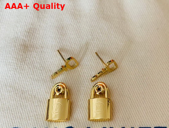 Louis Vuitton Lock It Earrings Gold Color Hardware M00405 Replica