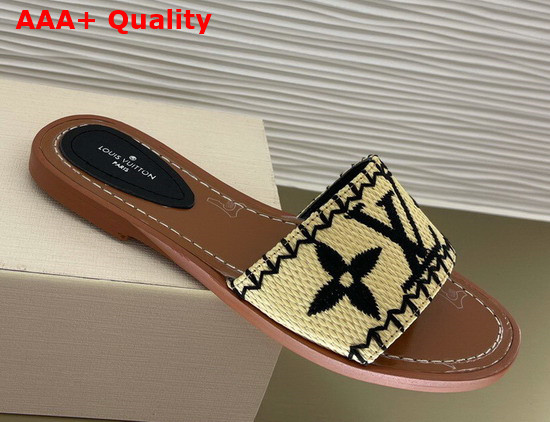 Louis Vuitton Lock It Flat Mule Black Raffia Replica