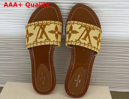 Louis Vuitton Lock It Flat Mule Cognac Brown Raffia 1A8SW9 Replica