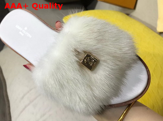 Louis Vuitton Lock It Flat Mule White Mink Fur 1A43NW Replica