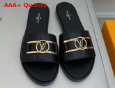 Louis Vuitton Lock It Flat Mule in Black Grained Calf Leather 1A64YD Replica