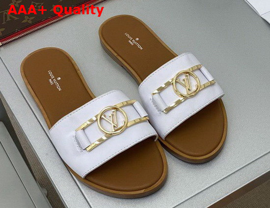 Louis Vuitton Lock It Flat Mule in White Grained Calf Leather 1A6501 Replica