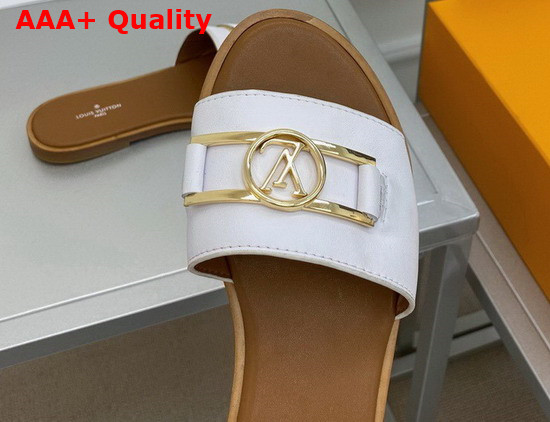 Louis Vuitton Lock It Flat Mule in White Grained Calf Leather 1A6501 Replica