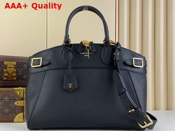 Louis Vuitton Lock It MM Bag in Black Taurillon Leather and Smooth Leather M22914 Replica