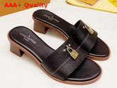 Louis Vuitton Lock It Mule Black Grained Calf Leather 1A4FI0 Replica