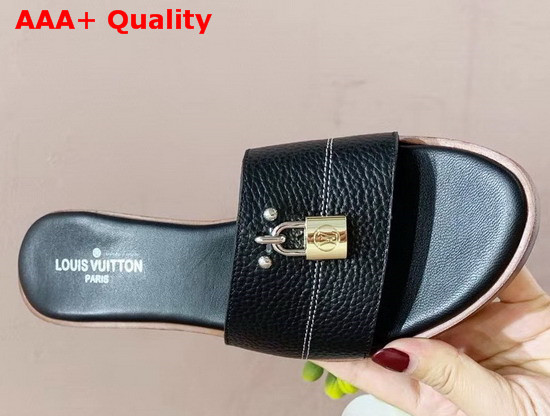 Louis Vuitton Lock It Mule Black Grained Calf Leather 1A4FI0 Replica