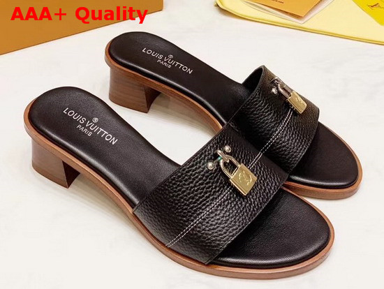 Louis Vuitton Lock It Mule Black Grained Calf Leather 1A4FI0 Replica