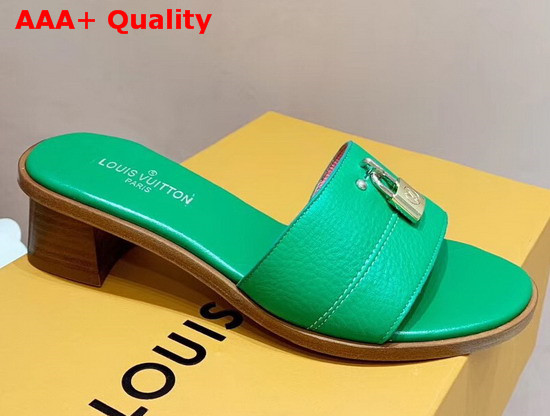 Louis Vuitton Lock It Mule Green Grained Calf Leather Replica