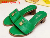 Louis Vuitton Lock It Mule Green Grained Calf Leather Replica