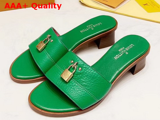 Louis Vuitton Lock It Mule Green Grained Calf Leather Replica