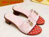 Louis Vuitton Lock It Mule Pink and Red Patent Monogram Canvas Replica