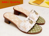 Louis Vuitton Lock It Mule White and Moka Brown Patent Monogram Canvas Replica