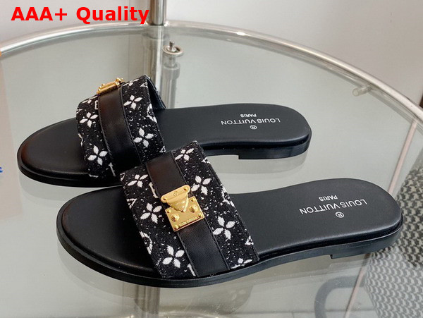 Louis Vuitton Lock It Mule in Black Monogram Denim and Calf Leather Replica