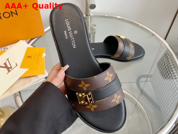 Louis Vuitton Lock It Mule in Black Patent Monogram Canvas Replica