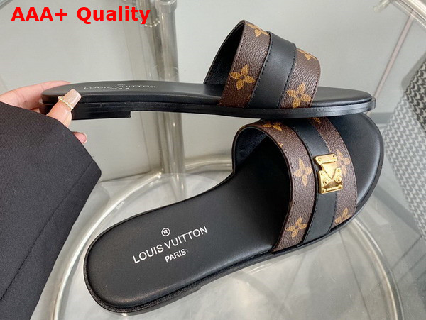 Louis Vuitton Lock It Mule in Black Patent Monogram Canvas Replica