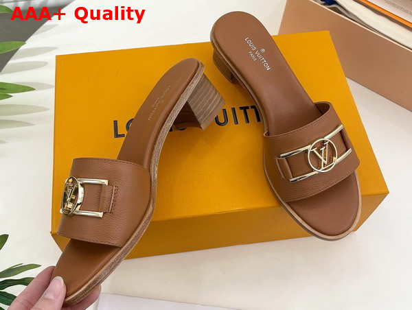 Louis Vuitton Lock It Mule in Cognac Brown Grained Calf Leather 1A64IG Replica