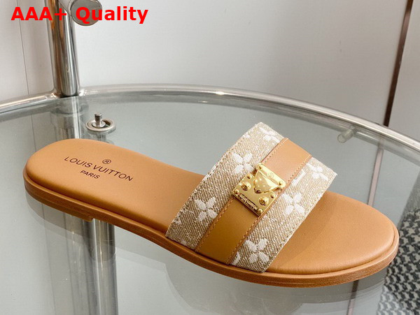 Louis Vuitton Lock It Mule in Gold Monogram Canvas and Calf Leather 1ABV0K Replica