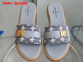 Louis Vuitton Lock It Mule in Gray Monogram Denim and Calf Leather Replica