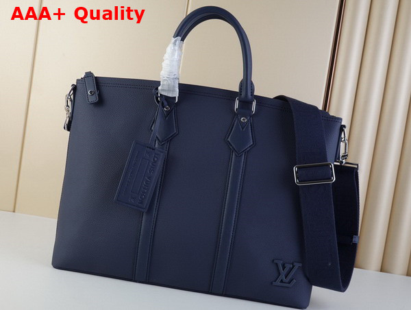 Louis Vuitton Lock It Tote in Navy Grained Calf Leather Replica