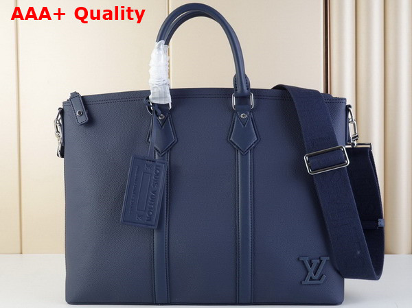 Louis Vuitton Lock It Tote in Navy Grained Calf Leather Replica