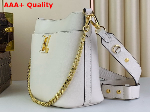 Louis Vuitton Lock and Walk Sleek Bucket Bag in Quartz Grained Calf Leather M24638 Replica