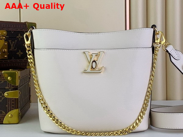 Louis Vuitton Lock and Walk Sleek Bucket Bag in Quartz Grained Calf Leather M24638 Replica