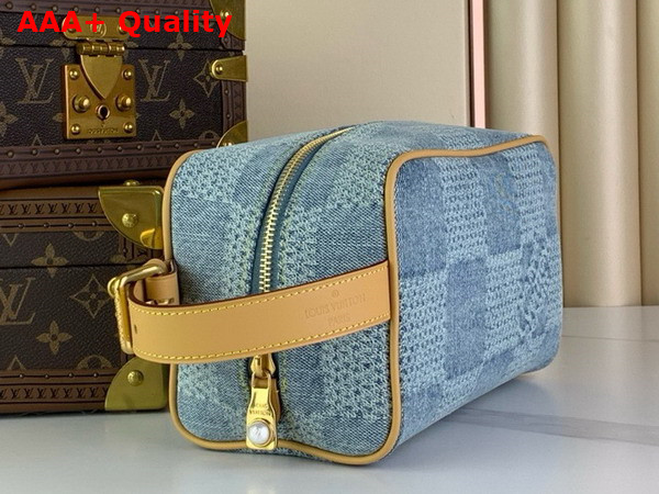 Louis Vuitton Locker Dopp Kit Blue Damier Denim 3D Cotton Canvas N40753 Replica