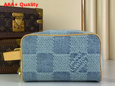 Louis Vuitton Locker Dopp Kit Blue Damier Denim 3D Cotton Canvas N40753 Replica