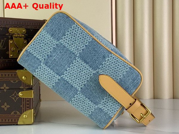 Louis Vuitton Locker Dopp Kit Blue Damier Denim 3D Cotton Canvas N40753 Replica