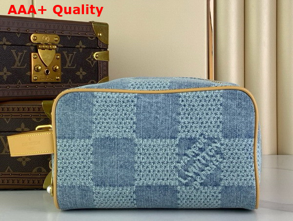 Louis Vuitton Locker Dopp Kit Blue Damier Denim 3D Cotton Canvas N40753 Replica