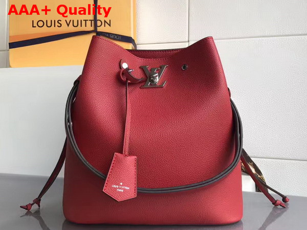 Louis Vuitton Lockme Bucket in Red Soft Calfskin with Microfiber Lining M54680 Replica