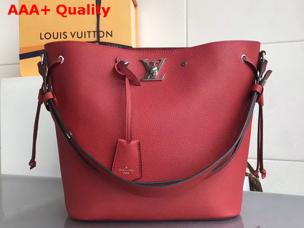 Louis Vuitton Lockme Bucket in Red Soft Calfskin with Microfiber Lining M54680 Replica