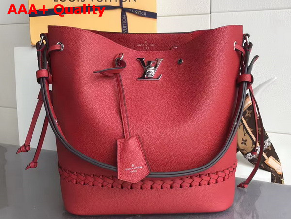 Louis Vuitton Lockme Bucket in Red Soft Calfskin with Microfiber Lining Replica