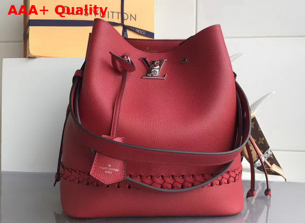 Louis Vuitton Lockme Bucket in Red Soft Calfskin with Microfiber Lining Replica