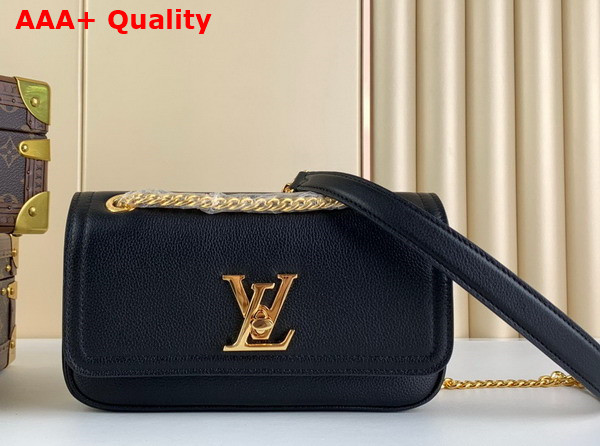 Louis Vuitton Lockme Chain Bag East West Black Grained Calf Leather M22303 Replica