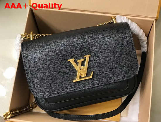 Louis Vuitton Lockme Chain PM Handbag Black Grained Calf Leather M57073 Replica