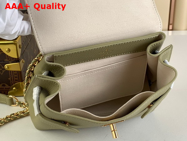 Louis Vuitton Lockme Ever Mini Handbag Khaki and Quartz Grained Calf Leather Replica