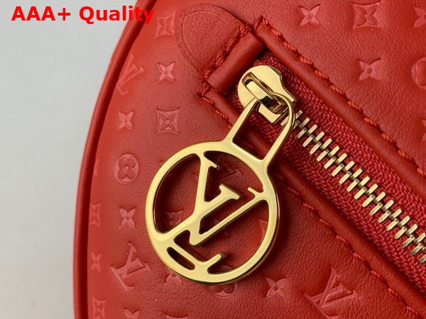 Louis Vuitton Loop Baguette Handbag in Rouge Calfskin with a Nano Version of the Monogram Embossed Into the Leather M22594 Replica