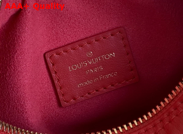 Louis Vuitton Loop Baguette Handbag in Rouge Calfskin with a Nano Version of the Monogram Embossed Into the Leather M22594 Replica