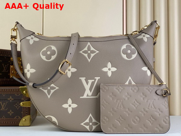 Louis Vuitton Loop Hobo Bag Bicolor Monogram Empreinte Leather Dove Gray and Cream M46738 Replica