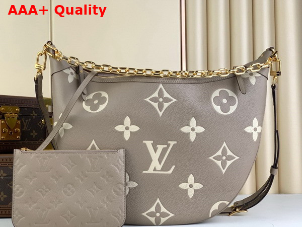 Louis Vuitton Loop Hobo Bag Bicolor Monogram Empreinte Leather Dove Gray and Cream M46738 Replica